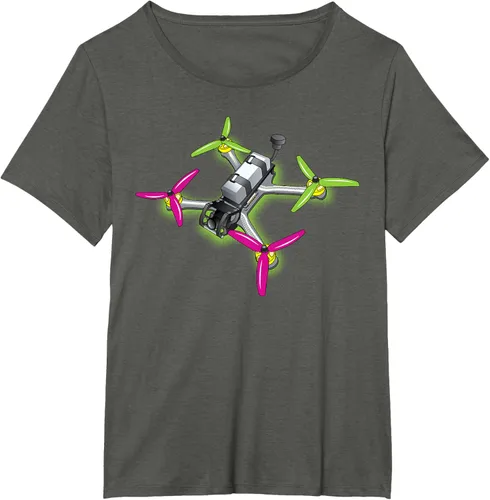 Vista 66 de Freestyle FPV Racing Drone Pilot Acro Quadcopter - Camiseta de sandía, Negro, S