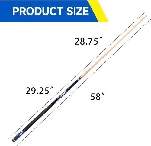 Vista 6 de GSE Games & Sports Expert 58" 2-Piece Canadian Maple Hardwood Billiard Pool Cue Sticks for Men/Women, House or Commercial/Bar Use