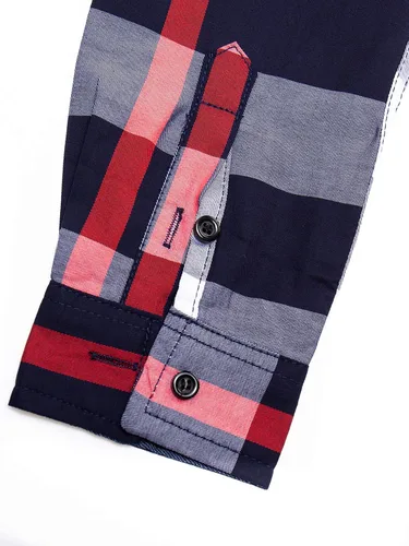 Vista 5 de FREDD MARSHALL Camisas de manga larga para hombre, 100% algodón, a cuadros