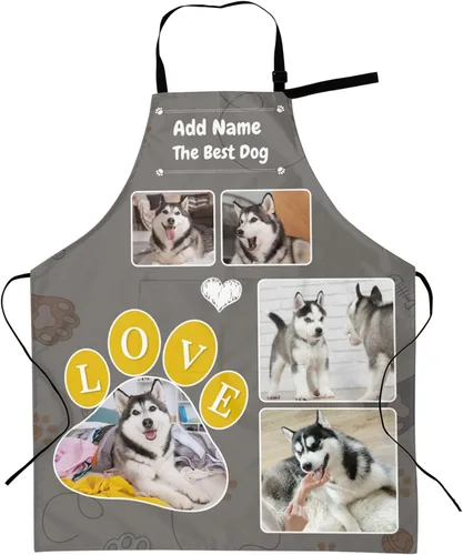Vista 21 de Delantales personalizados con dos bolsillos para mujeres y hombres, delantales personalizados impresos con texto fotográfico para cocinero de cocina