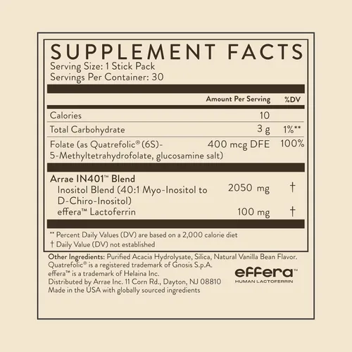 Vista 7 de Arrae Suplemento de inositol Myo & D-Chiro 40:1 para mujeres, vainilla, 30