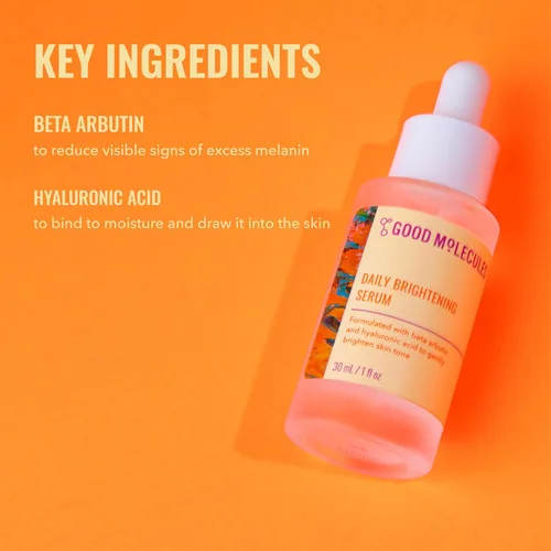 Vista 3 de Good Molecules - Suero iluminador de uso diario 1oz/30ml, suero facial hidratante con beta arbutina y ácido hialurónico para iluminar, hidratar