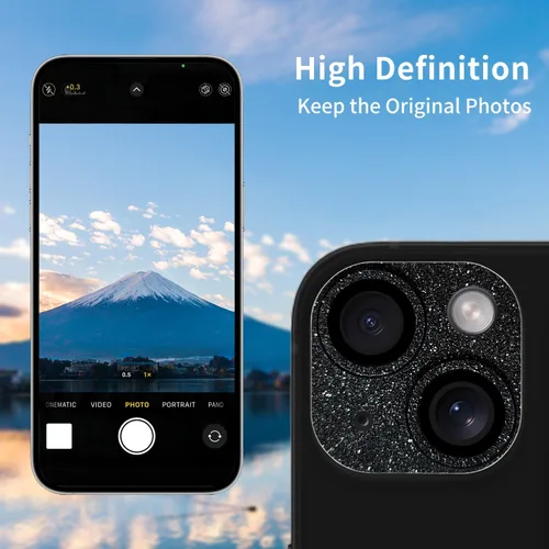 Vista 3 de Protector de lente de cámara para iPhone 13 Mini y iPhone 13, cubierta de lente brillante con diamantes de imitación 3D con diamantes de imitación