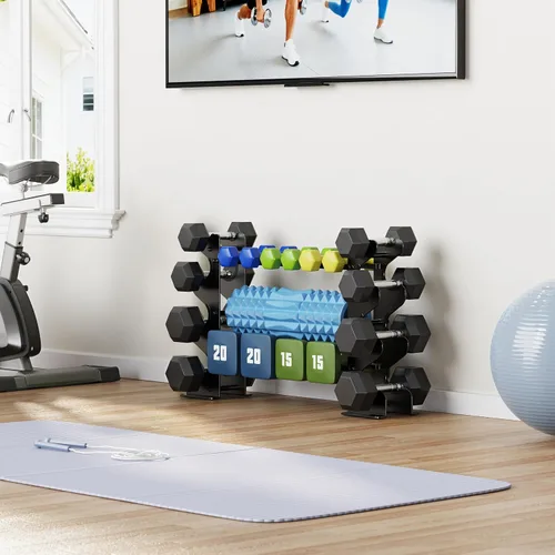 Vista 2 de Dumbbell Rack Stand for Home Gym: Rack Only Holder for Dumbbells, Free Weights, 400LB Capacity Heavy-Duty Compact Storage Organizer