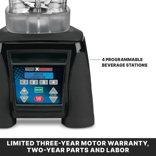 Vista 5 de Waring Licuadora comercial Xtreme para alimentos, motor de 3.5 caballos de fuerza, teclado electrónico programable y tarro de copoliéster de 48
