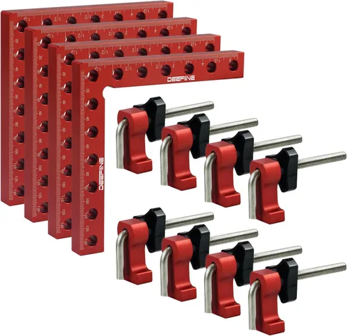 Vista 7 de Paquete de 4 abrazaderas de esquina de 90 grados de 5.5 pulgadas para carpintería Aluminum Alloy Positioning Squares, Clamping Right Angle Clamps