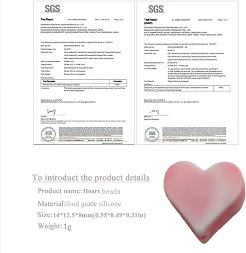 Vista 2 de 100 cuentas de perlas de silicona con forma de corazón para bolígrafo, accesorio de bolígrafo de 0.555 pulgadas, mini cuentas de corazón de silicona