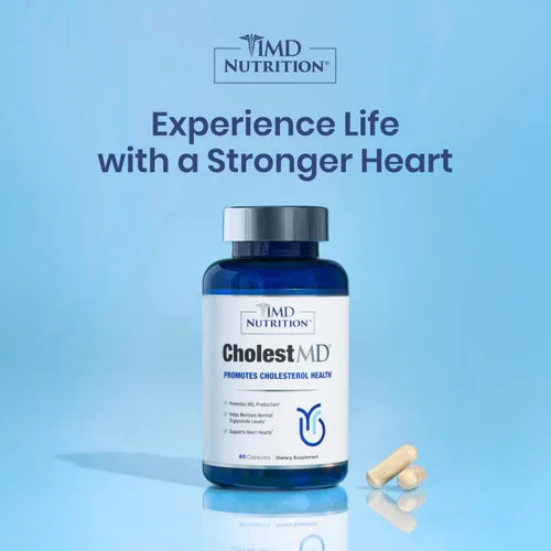Vista 6 de 1MD Nutrition CholestMD con extracto de hoja de olivo, Bergavit, niacina, ajo 60 cápsulas