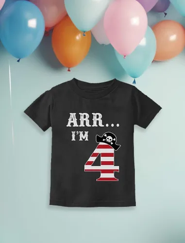 Vista 4 de ARR I'm 4 Pirate - Camiseta de 4 cumpleaños para niño de cuatro años