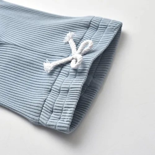 Vista 6 de Derouetkia Conjunto de ropa de algodón acanalado de manga larga y pantalones para bebé recién nacido