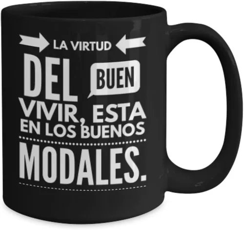 Vista 2 de La virtud del buen vivir AFIRMACIONES Taza cafe, tazas para café divertidas, tazas de café personalizadas, taza de café inspiradoras, taza grande