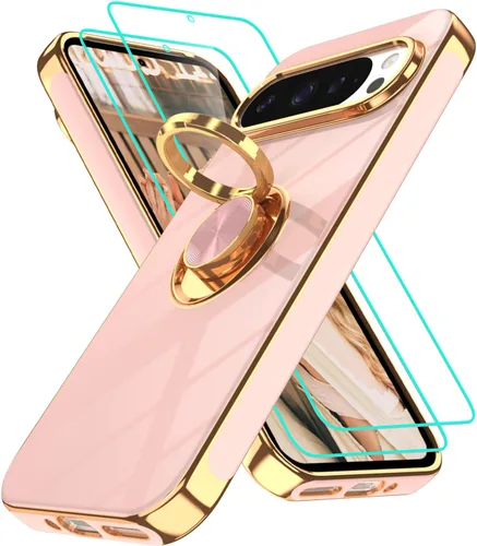 Vista 108 de Funda para Motorola Moto G 5G 2024: Funda Moto G Play 5G 2024 con 2 piezas de protectores de pantalla, soporte de anillo de rotación de 360°