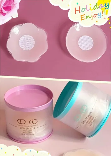 Vista 6 de Jeserom 8 pares de cubiertas de silicona reutilizables para pezones invisibles para mujer