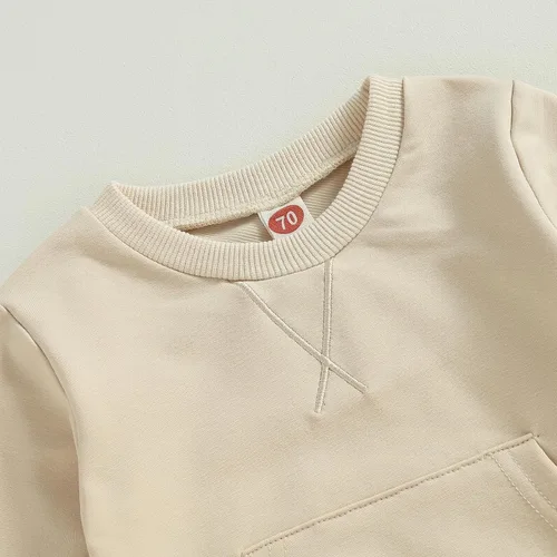 Vista 3 de Conjunto de ropa deportiva de manga larga con cuello redondo y pantalones para bebé niño