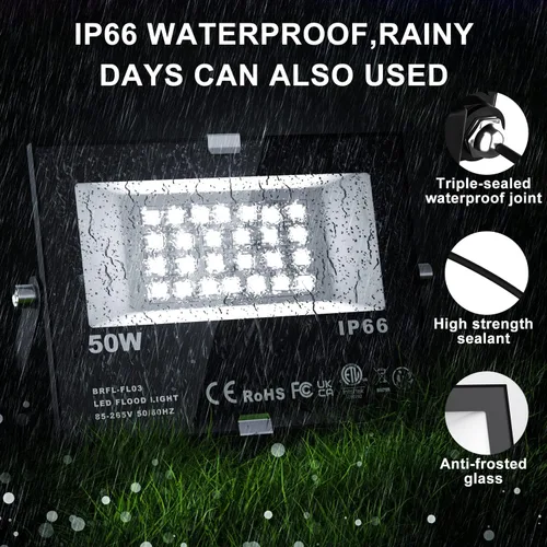 Vista 5 de Luz de inundación LED RGB para exteriores, 50 W, reflectores que cambian de color, focos de iluminación de paisaje, impermeable, luz de paisaje