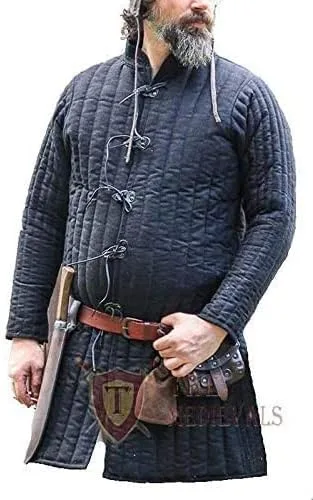 Vista 2 de Gambeson Coat Medieval Thick Padded Full Length Full Sleeves Gambeson Coat Aketon Jacket Armour SCA by ITS Medieval