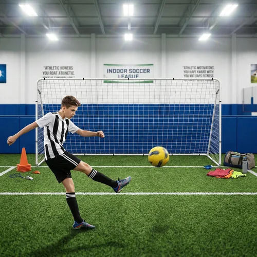 Vista 8 de JungleA Juego de porterías de fútbol portátiles para patio trasero para niños y adultos, juego de portería de fútbol grande de 12 x 6 pies