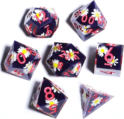 Vista 18 de Mini Planet Poliédrico MTG Sharp Edge Liquid Core Dungeons and Dragons RPG Resina Hecho a Mano 7Pcs DND Juego de dados