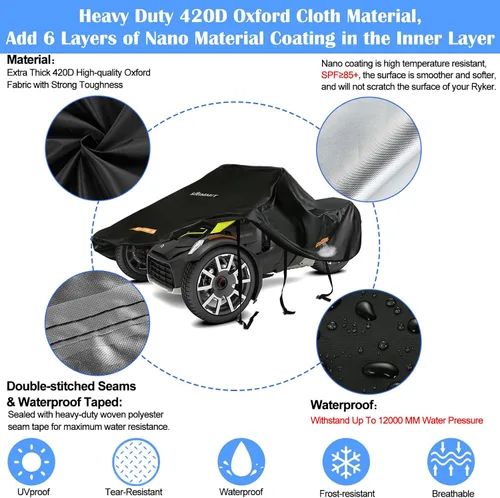 Vista 3 de Cubierta Can Am Ryker Impermeable, Cubierta Completa Mejorada Compatible con Accesorios Can-am Ryker 600/900/Sport/Edición Rally, Cubierta Completa