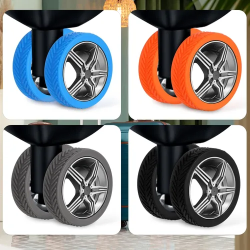 Vista 6 de BOXOB 8 fundas para ruedas de equipaje, fundas protectoras de rueda de maleta, fundas protectoras de rueda de silicona de dopamina, accesorios