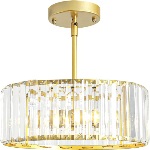 Vista 20 de Candelabro pequeño de cristal dorado, lámpara moderna de 3 luces para comedor sobre la mesa, accesorio de iluminación redondo para pasillo