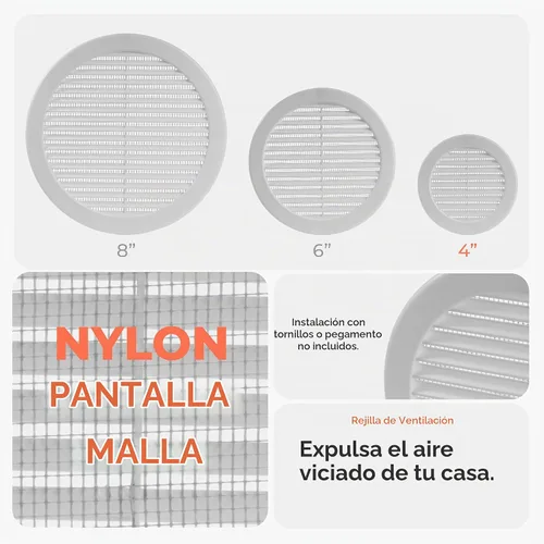 Vista 3 de Paquete de 10 cubiertas redondas de ventilación de aire de 4 pulgadas – Deflector de ventilación de aire Soffit de plástico blanco con malla