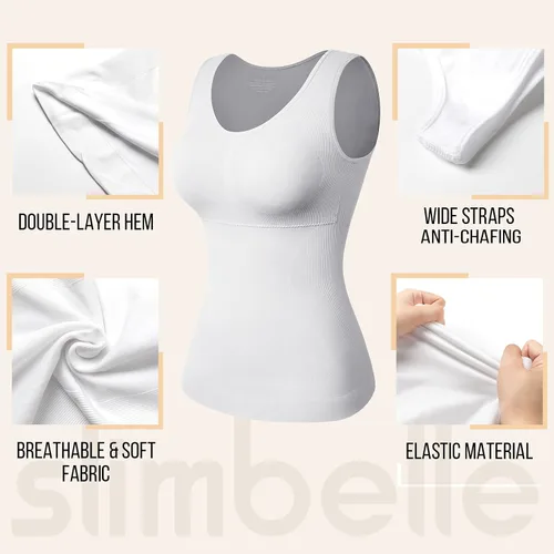 Vista 4 de SLIMBELLE Camisola para mujer con control de abdomen y moldeador de cuerpo con brasier integrado