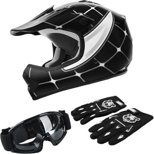 Vista 16 de TCT-MOTORPARTS DOT - Casco de motocross para niños y jóvenes, casco de cara completa para motocross, ATV, todoterreno, casco de cuatro ruedas