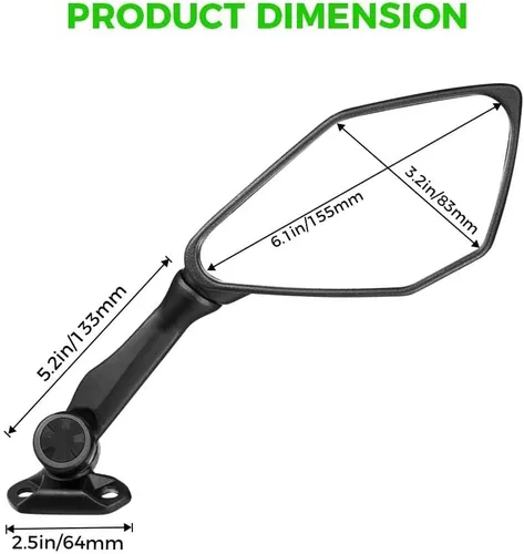 Vista 5 de KEMIMOTO - Espejos Ninja 300 Compatibles con Ninja 400 250 500 ZX6R EX300 ZX-6R Espejo Trasero para Motocicleta