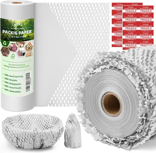 Vista 9 de Papel de embalaje de panal de abeja, papel de embalaje de 12" x 100', alternativa sustitutiva para envoltura de amortiguación de burbujas para Negro