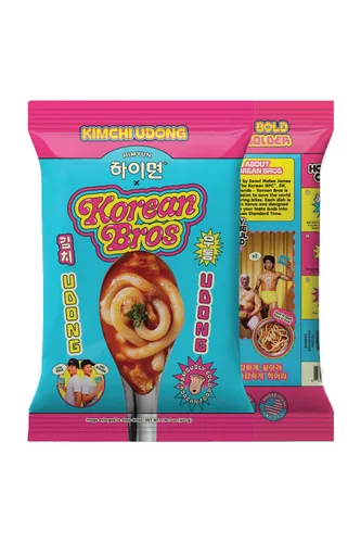 Vista 4 de Korean Bros Kimchi Udong (23.17 oz) Fideos salteados coreanos picantes