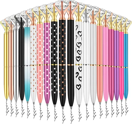 Vista 9 de PASISIBICK 20 bolígrafos de diamante de bonitos y hermosos bolígrafos de diamantes de cristal para mujeres, regalos de decoración de boda, despedida
