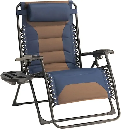 Vista 16 de Zero Gravity - Juego de 2 sillas reclinables plegables de gran tamaño, acolchadas antigravedad con almohada ajustable y portavasos para campamento