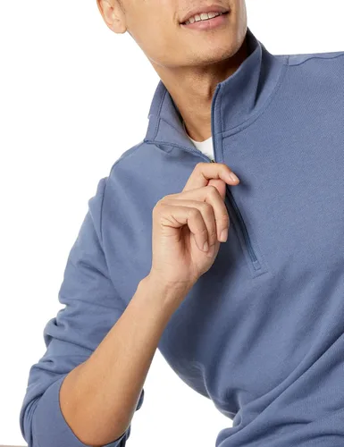 Vista 3 de Tienda Essentials Sudadera ligera de rizo francés con cremallera de un cuarto para hombre