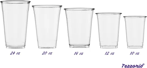 Vista 4 de (50 juegos) Vasos de plástico transparente de 20 onzas con tapas y popotes gratis, vasos desechables de PET transparente con tapas planas con ranura