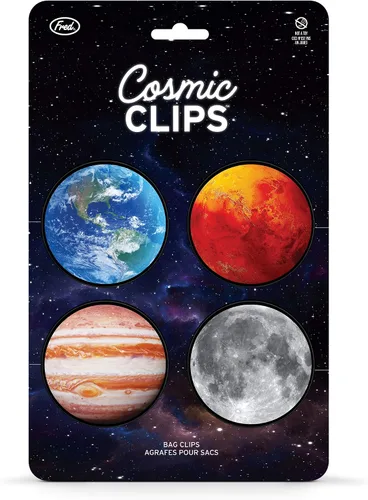 Vista 5 de Genuine Fred Cosmic Clips - Juego de 4 clips para bolsas, patrones planetarios