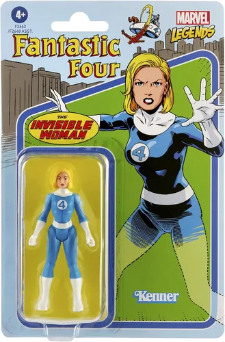 Vista 3 de Marvel Hasbro Legends 3.75 pulgadas Retro 375 Collection Invisible Woman figura de acción de juguete, azul