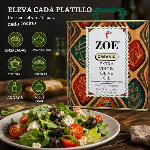 Vista 5 de Zoe, Aceite de oliva virgen extra orgánico, 25.5 onzas