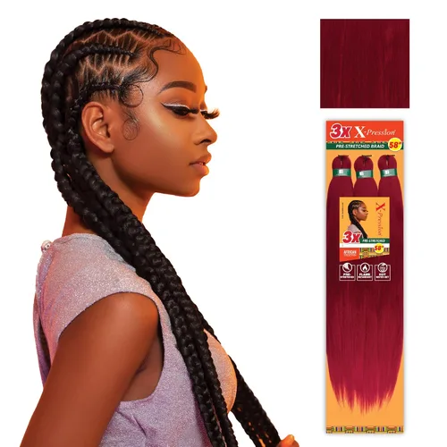 Vista 29 de Sensationnel X-Pression - Trenzas sintéticas prestiradas, 3 unidades, 58 pulgadas, negro azabache 1 Cabello trenzado, Kanekalon, ignífugo