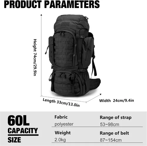 Vista 2 de Mardingtop Mochila de senderismo de 60L + bolsa de hidratación de 2.5 litros