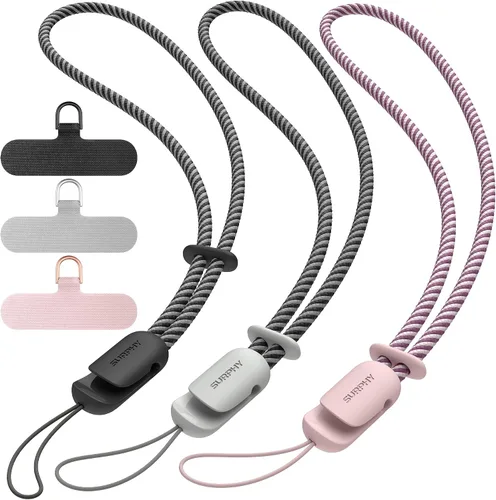 Vista 11 de SURPHY Paquete de 3 correas de muñeca para teléfono con lengüeta de sujeción para teléfono celular, correa para teléfono celular, correa para A