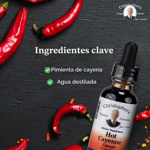 Vista 3 de Christopher's Original Formulas Extracto de Cayena Caliente, 1 fl oz - Suplemento herbario natural