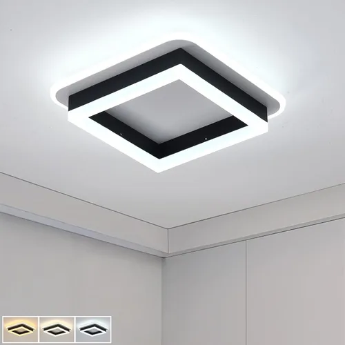 Vista 16 de Lámpara de techo LED moderna, 2 paquetes de luces de techo de montaje empotrado de madera, luces de cocina LED y accesorios de iluminación