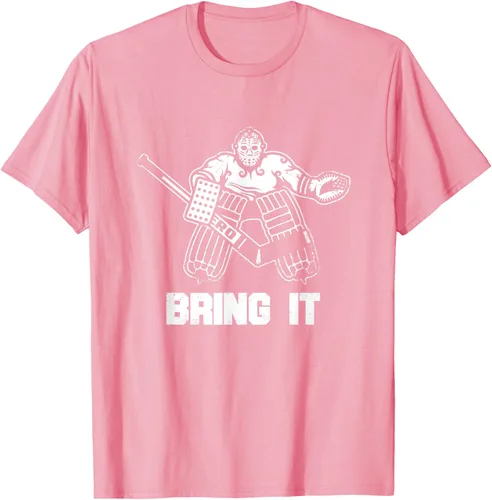 Vista 92 de Divertida camiseta gráfica de ropa de portero de hockey sobre hielo, Negro, S