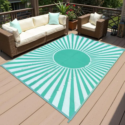 Vista 10 de Anidaroel Alfombra de área para exteriores para patio, 4 x 6 pies, impermeable, reversible, alfombra de paja de plástico para exteriores, alfombra