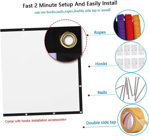 Vista 8 de BESPORTBLE Portable Foldable Projector Screen HD Projection Movie Screen for Open-Air Theater Home Theater Classroom Office Conference Presentations