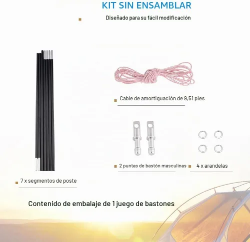 Vista 2 de Reemplazo de postes de aluminio para tienda, se adapta tanto a extremos hembra como macho, kit de reparación ligero de poste de tienda, aleación