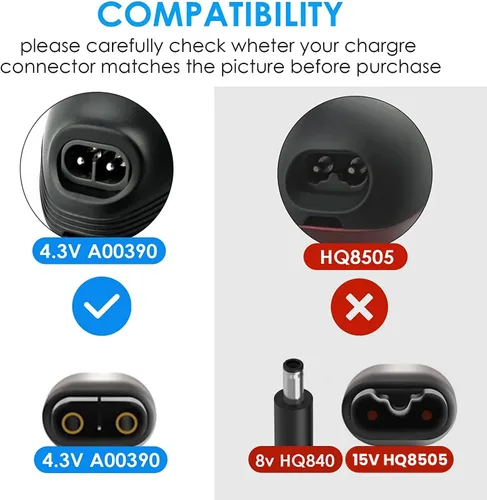 Vista 3 de Cargador de alimentación de 4.3V apto para Philips Norelco OneBlade A003900 QP2520 QP2520/90, QP2520/72, QP2520/70 QP2521 QP2522 QP2515 MG5700