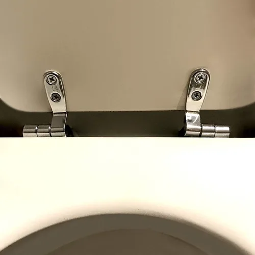 Vista 6 de QWORK® Bisagra para asiento de inodoro, bisagras de repuesto de acero inoxidable, 1 par con pernos y tuercas