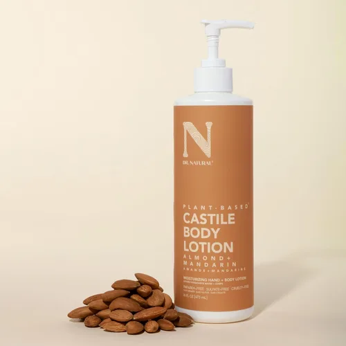 Vista 8 de Dr. Natural Castile Loción corporal - Crema corporal no grasa con manteca de karité - Loción suave y calmante para mujeres y hombres - Almendra